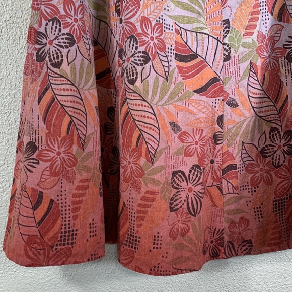 Axcess Liz Claiborne Skirt Floral Tan Orange Brown size 10 Viscose/Linen Blend - Picture 7 of 14
